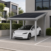 Kit de carport solaire compact 3KW 5KW avec panneaux solaires monocristallins, onduleur connecté au réseau, auvent photovoltaïque en aluminium étanche pour maison/villa
