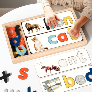 Juego de Rompecabezas de Madera para Deletrear Palabras para Niños de 3, 4, 5 y 6 Años para Construir Palabras CVC que Estimulan la Capacidad de Lectura Temprana - Product Image 1