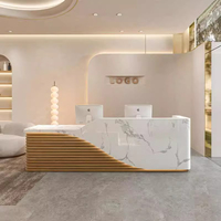 Moderne Simple Salon Boutique Bureau Hôtel En Bois Blanc Front Desk Table Comptoir De Réception En Vente