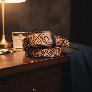 Cinturones Western personalizables en tamaño y color para hombre, cinturón elegante hecho a mano, cinturones de cuero de grano completo con acabado artesanal para hombre. - Product Image 3