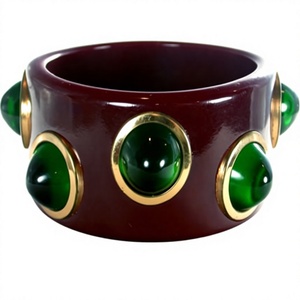 สร้อยข้อมือเบเกิลเบลต์แบบหนาของผู้หญิงแนววินเทจสีเหลืองสีดำอะคริลิกเรซิ่นสีสันสดใสไม่สม่ำเสมอของขวัญศิลปะสำหรับคริสต์มาสนางฟ้า - Product Image 4