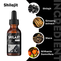 Extrait de résine de Shilajit purifié à marque privée d'usine, acide fulvique, gouttes liquides de Shilajit pur de l'Himalaya avec Ginseng et Ashwagandha