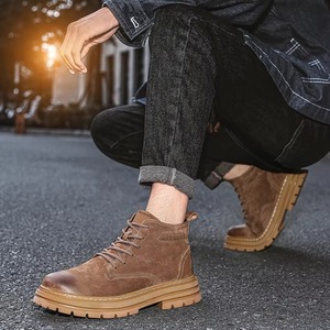 Bottes en cuir de porc de première qualité pour hommes, style rétro, vêtements de travail en cuir - Product Image 5