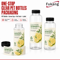 Botol PET RPET Transparan Custom dengan Tutup Sekrup Hitam untuk Kemasan Perawatan Pribadi Pots En Plastique Alimentaire