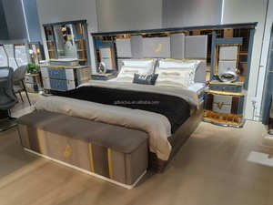 2025 luxe Super king Size miroir tête de lit élégant chambre meubles ensemble classique luxe en bois maison chambre meubles - Product Image 2