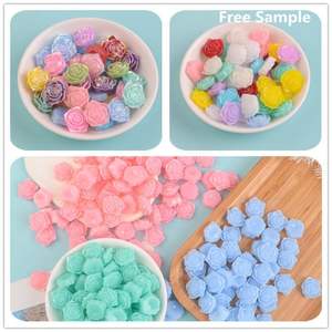 Parlak silikon boncuk toptan 17mm gül akrilik plastik Perspex boncuk düz alt akrilik dağınık boncuklar - Product Image 2