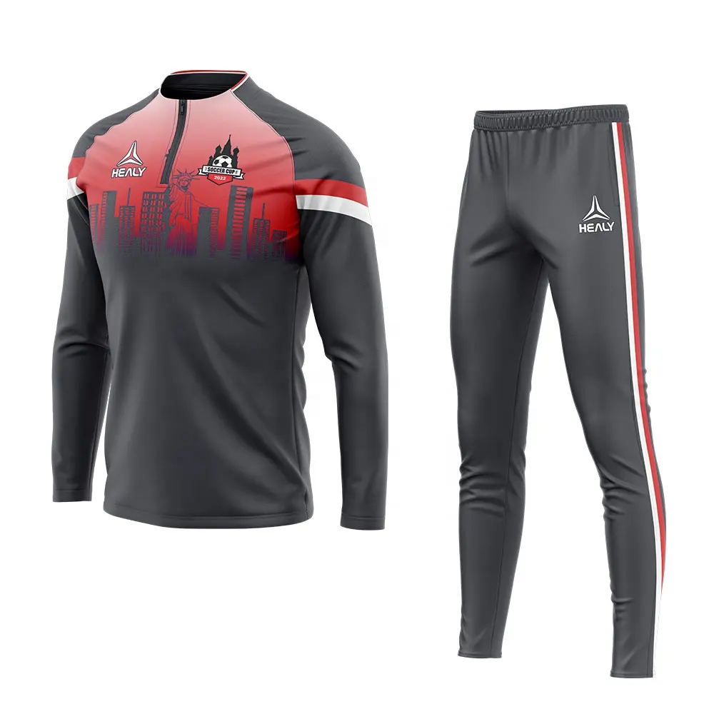 Custom Professional Soccer Tracksuit Long Sleeve Adult Kids Soccer Uniforms Printed Training Pants