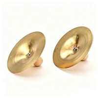 Orff Percussion Instruments Mini Brass Hand Cymbals Wooden Grip Brass Hand Cymbals Traditional Chinese Musical Instruments
