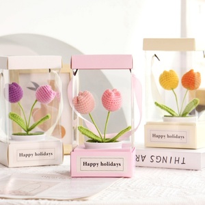 Macetas <span class=keywords><strong>de</strong></span> Tulipanes Hechas a Mano con Ganchillo, Flores Artificiales <span class=keywords><strong>de</strong></span> Hilo, Set <span class=keywords><strong>de</strong></span> Regalo <span class=keywords><strong>para</strong></span> el Día del Maestro - Product Image 3