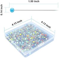 Épingles à coudre de 32 mm pour tissu, épingles droites avec têtes en verre à billes colorées, épingles à matelasser pour couturière