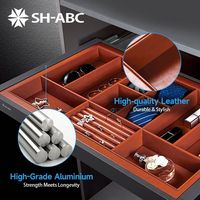 Organisateur de bijoux multi-compartiments en cuir avec tiroir, plateau de rangement pour accessoires de garde-robe
