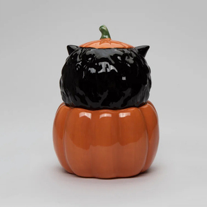 Pots à biscuits en céramique peints à la main Bocaux à bonbons de stockage d'Halloween Bocaux à biscuits hibou sculpté - Product Image 6