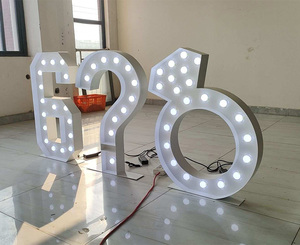 Letrero Luminoso Vintage con Bombillas Tipo Marquee, <span class=keywords><strong>Letras</strong></span> y Números Iluminados en 3D, Personalizado para <span class=keywords><strong>Bodas</strong></span>, Decoración de Pared para Fiestas - Product Image 5