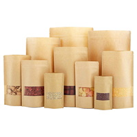 Sac en papier kraft imprimé biodégradable, pochette refermable, sac alimentaire en papier kraft, emballage personnalisé avec fermeture éclair