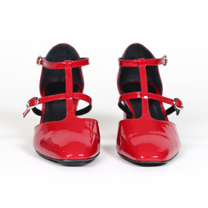 <span class=keywords><strong>Talon</strong></span> moyen En Cuir Verni Rouge Rétro T-strap Mary Jane Lolita Chaussures Femmes Pompes Habillées - Product Image 4