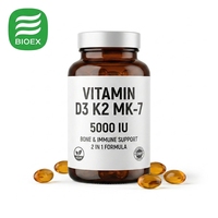 Cápsulas Blandas de Vitamina D3 K2 MK-7 2 en 1, 5000 UI, Veganas, Certificadas por GMP, para el Soporte Inmunitario Óseo