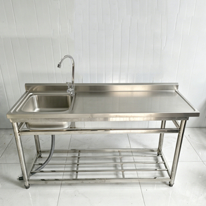 Lavello da <span class=keywords><strong>Cucina</strong></span> Autoportante in Acciaio Inox Grande 160x60cm con Piano di Lavoro, Vasca Singola per Casa, Hotel, Ristorante, Lavanderia, <span class=keywords><strong>Cucina</strong></span> - Product Image 3