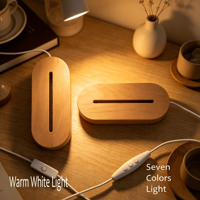Lampe de nuit carrée LED personnalisée avec nom, USB, acrylique 3D, lampe pour enfants avec base en bois, à intensité variable, décoration d'intérieur, cadeau pour filles