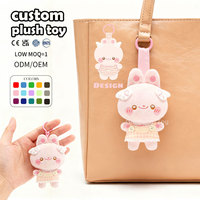 Porte-clés en peluche personnalisé, lapin kawaii, breloque pour sac, ornement pour femmes, taille mini, lapin en peluche fait main