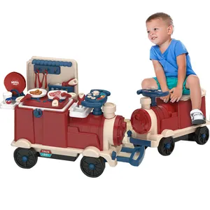 儿童小火车玩具家庭模拟厨房游戏套装婴儿玩具车可容纳人小型电动玩具火车