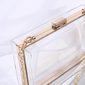 Latest Women's Square Clear Acrylic Transparent <b>Clutch</b> Bag Purse Fashionable Crossbody Shoulder Chain Evening Bag PVC Lining - Product Image 4