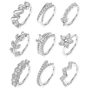 Bijoux de piercing style européen, anneaux en plaqué or 18 carats avec strass pour cartilage d'oreille et nez, cadeau, bijoux tendance - Product Image 5