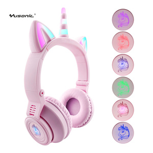 Yusonic Tai Mèo Phát Sáng Tai Nghe Không Dây Thông Minh Microphone Unicorn Tai Nghe Chơi Game Với Bass Màu Xanh Răng V5.3 Tiêu Chuẩn - Product Image 2
