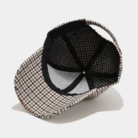 Casquette de baseball unisexe style coréen décontracté, protection UV, motif pied-de-poule, nouvelle collection automne, vente en gros, pour hommes et femmes