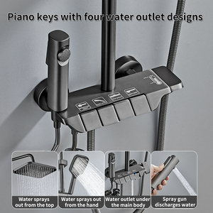 Wall Mounted Piano <strong>Shower</strong> Set 4 Functions Rainfall <strong>Shower</strong> Faucets Mixer Hot and Cold Bathroom <strong>Shower</strong> <strong>System</strong> - Product Image 3