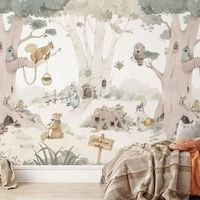 Art Déco Peter Rabbit Wildflower Impression par transfert thermique Personnalisable Murale murale Mignonne Poule Champêtre Campagne Chambre d'enfant