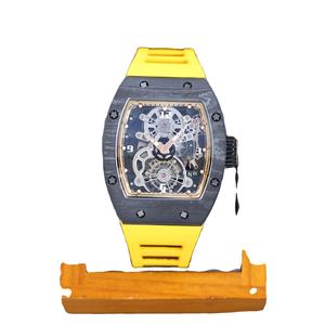 Montre squelette automatique de haute qualité pour homme, édition limitée 2025, bracelet en caoutchouc rouge, verre saphir, boîtier en carbone, tourbillon - Product Image 2