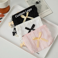 Pochette de maquillage personnalisée style coréen froissé avec nœud mignon, mini porte-monnaie, pochette cosmétique en dentelle douce pour fille avec pendentif perle
