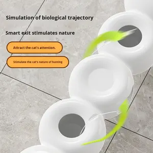Juguete de Lujo Moderno para Gatos con Diseño de Dibujos Animados, Material ABS, Ejercicio, Autoentretenimiento, Alivio del Aburrimiento, Ventosa Automática con Pluma - Product Image 3