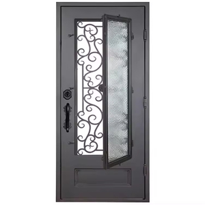 Cheap Price Luxury Villa <strong>Double</strong> Glass <strong>Door</strong> Security Front Entrance Steel Wrought <strong>Iron</strong> <strong>Door</strong> - Product Image 6