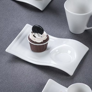 Tazza da Tè <span class=keywords><strong>e</strong></span> <span class=keywords><strong>Caffè</strong></span> in Porcellana Moderna con Portabiscotti, Tazza per Latte in Ceramica Unica con Piattino per Biscotti - Product Image 4