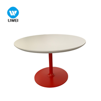 Table d'appoint moderne LIWEI en panneau de particules écologiques avec plateau rouge tulipe et base sur pied, cadre métallique, pour salon, bistrot ou café