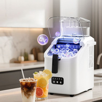 Machine à glaçons portable ETL pour comptoir, blanche, capacité de stockage 12 kg/24h, nettoyage automatique, glaçons en forme de balle, machine à glaçons pour la maison avec poignée