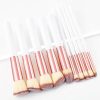 Ensemble de pinceaux de maquillage personnalisable, 10 pièces, format voyage avec pochette, pour débutants