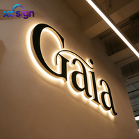 Enseigne lumineuse LED 3D en acier inoxydable avec logo personnalisé en acrylique, fixation murale, transformateur, télécommande, prise secteur, pour maisons, bâtiments, mariages, bureaux, salons de beauté