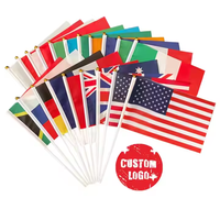 Drapeau du Kazakhstan à agiter à la main, 100 % polyester, impression numérique vive, logo personnalisé, petit drapeau à main pour événements sportifs, défilés et fêtes