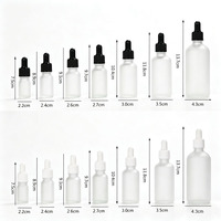 Flacon compte-gouttes en verre givré pour huiles essentielles et cosmétiques, 15ml, 20ml, 30ml, 50ml, 100ml, avec anneau doré, argenté ou noir