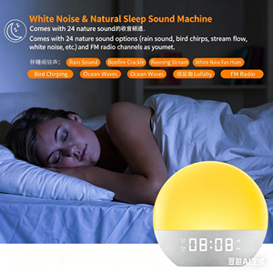 Radio FM simulant le lever et le coucher du soleil, réveil naturel avec bruit blanc, lumières de sommeil LED arc-en-ciel, réveil d'ambiance, horloge de réveil - Product Image 2