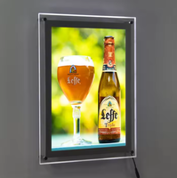 Cadre photo rectangulaire en acrylique cristal rétroéclairé LED, format A1 A2 A3 A4, vente en gros d'usine, cadre photo mince et léger