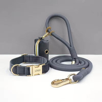 Ensemble de laisse rétractable pour chien personnalisée de luxe avec logo gravé au laser et sac à collier en velours (140 cm ou sur mesure)