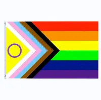 המניה אינטרסקס התקדמות גאווה דגל 3x5 רגל LGBTQ קשת הכל כלול Intersexual ביסקסואלים באנר