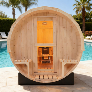 Nieuwe design moderne grote Canadese witte dennen buitenhouten stoomsauna met 6kW kachel - Product Image 6