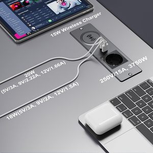 Regleta de Enchufes Empotrable Industrial para Oficina con Cargador Inalámbrico de 15W, Puertos USB QC3.0/PD3.0 y 2-4 Tomas de CA, Estándar Europeo - Product Image 3