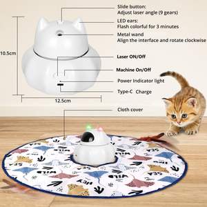 Jouet pour chat rotatif à 360 °-Combo laser et plumes rechargeable par USB avec réveil automatique - Product Image 6