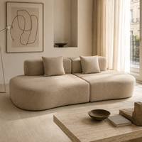 Canapé pliable 3 places pour salon, mobilier modulaire moderne à profil bas, housse amovible en tissu, vente directe usine