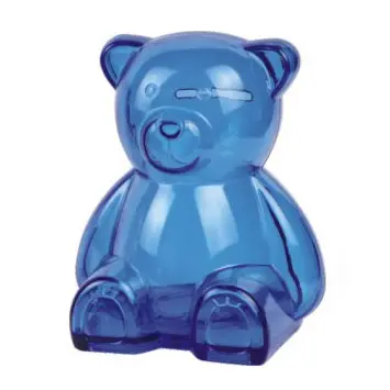 Plastic Clear Bear Piggy Penny Bank Money Box with Custom Logo